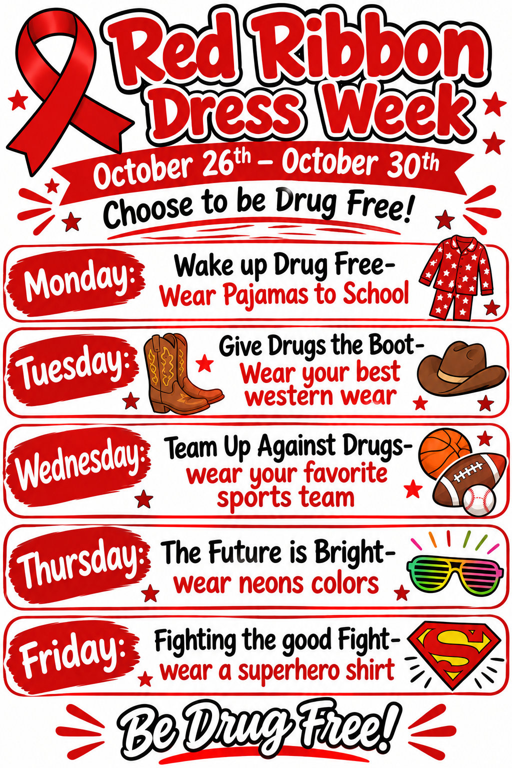 Red Ribbon Dress Up Week